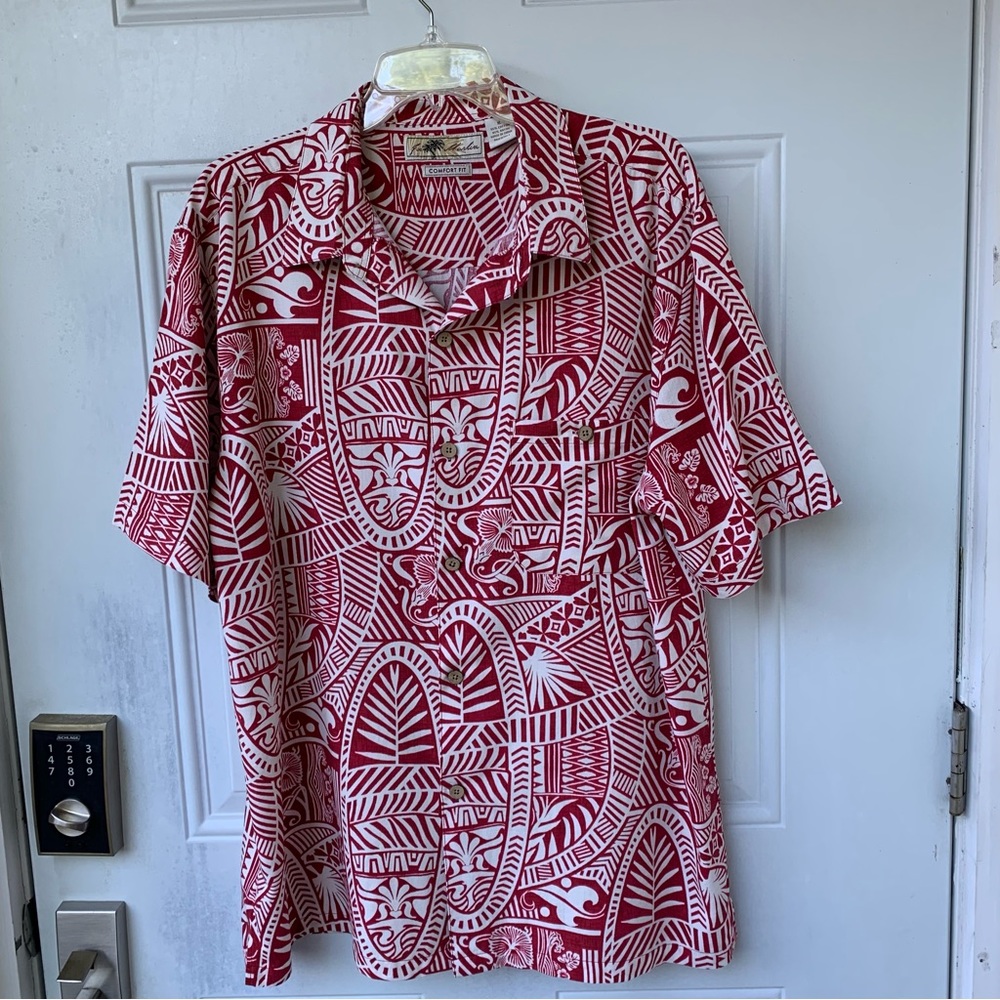 JOE MARLIN. Comfort fit, Red & White, ‎ Printed Shirt. Size XL. Short sle…